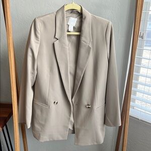 H&M Tan Oversized Blazer with Notched Lapels